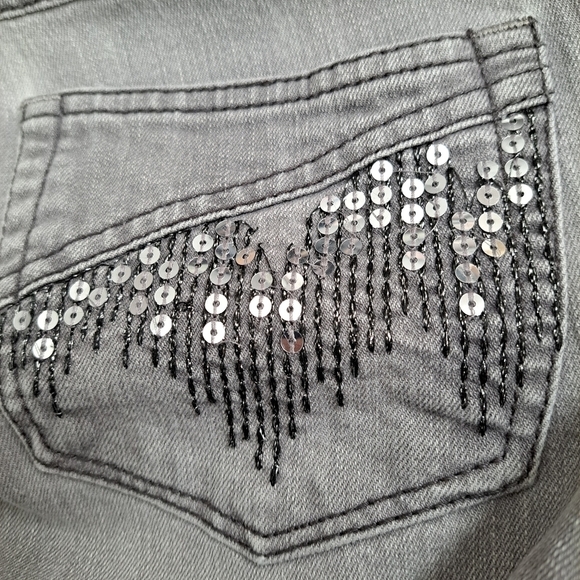 Style & Co. Grey Boot Cut Jeans With Sequins   Size 12P - Picture 4 of 5